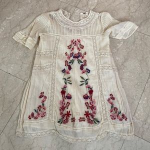 Free People Embroidered Off White Cream Dress. Size small
